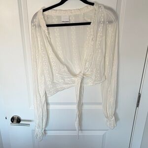 Skylar + Madison Cream Tie-Front Blouse